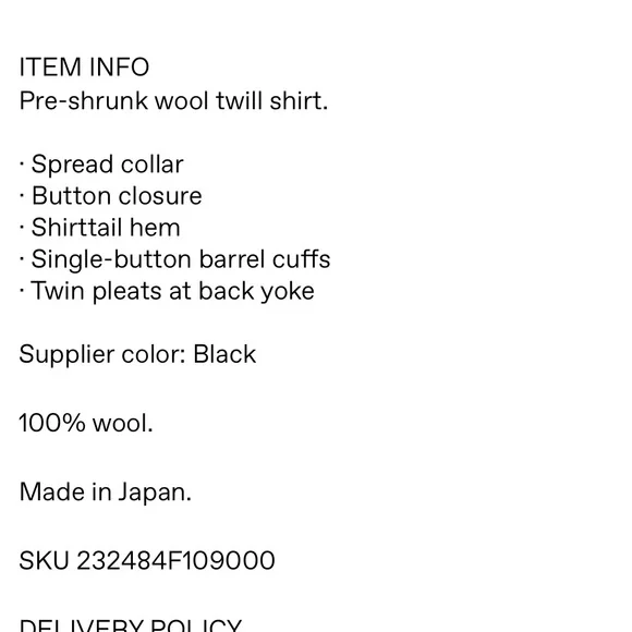 Auralee Wool Black Shirt - Picture 9 of 11